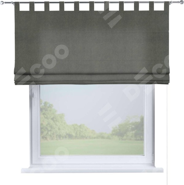 Римская штора на петлях «Кортин», ткань вельвет тёмно-серый