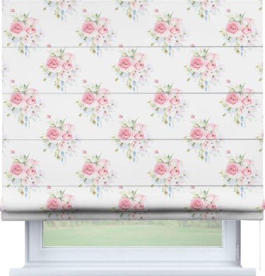 Римская штора «Кортин» для проема «Нежный розарий»