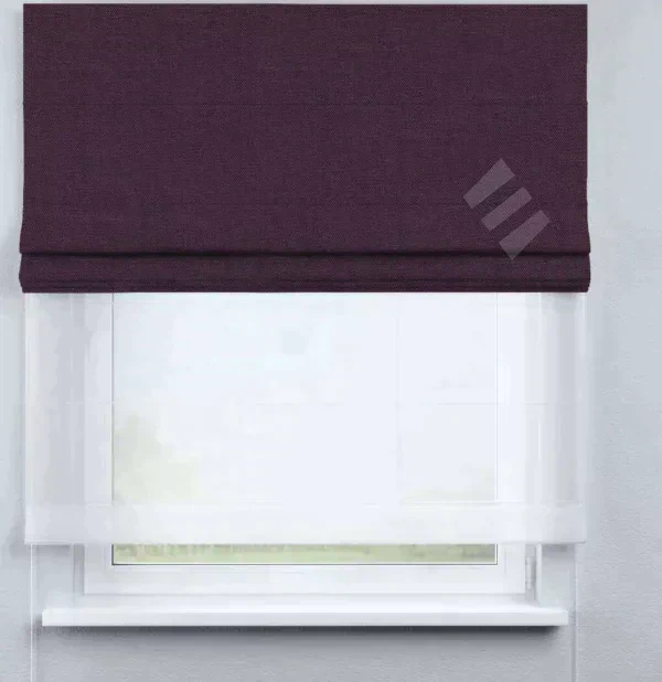 Римская штора «Кортин», лён димаут фиолетовый, день-ночь