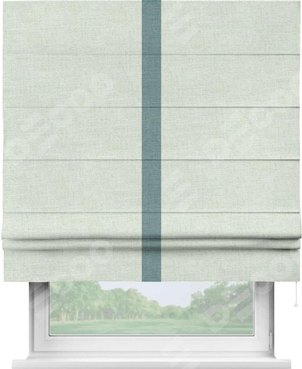 Римская штора «Кортин» для проёма, лён топлёное молоко, с кантом Хайвэй