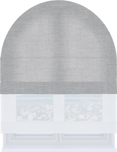 Римская штора «Кортин» день-ночь для арочного проёма, ткань лён серый