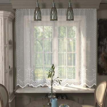 Тюль кухонная без шторной ленты, 210х165 см, белый, пэ 100%