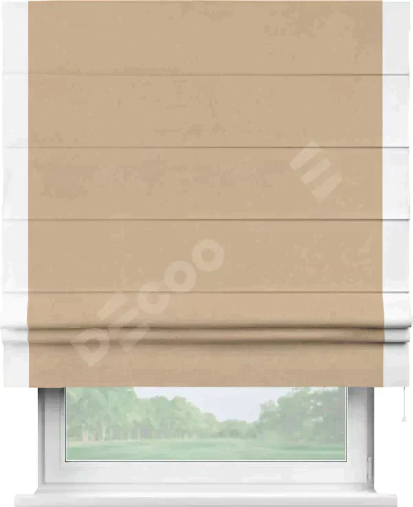 Римская штора «Кортин» с кантом Стрим Дуо, для проема, ткань вельвет песочный