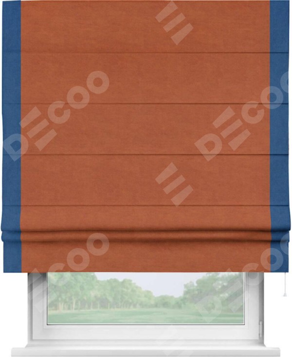Римская штора «Кортин» с кантом Стрим Дуо, для проема, ткань вельвет терракотовый