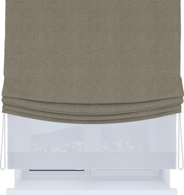 Римская штора «Кортин», день-ночь с мягкими складками, лён димаут серо-зелёный