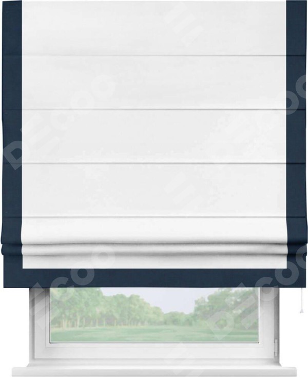 Римская штора «Кортин» с кантом Виктория, для проема, ткань вельвет белый