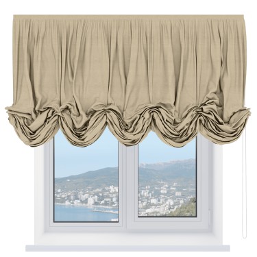Австрийская штора «Кортин», ткань вельвет бежевый