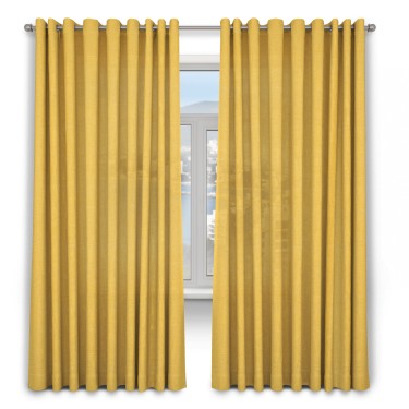 Комплект штор 2шт, ткань лён, цвет желтый, от 40 см
