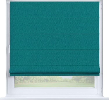 Римская штора «Кортин» на створку, ткань лён димаут, тёмно-бирюзовый