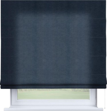Римская штора «Кортин» для проема, ткань софт однотонный тёмно-синий