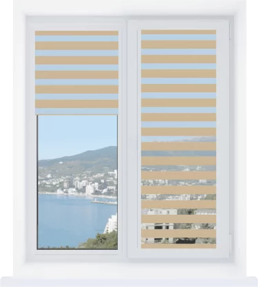 Рулонная штора День-ночь Уни 2 Linen 02 бежевый, размеры от 20 до 120 см