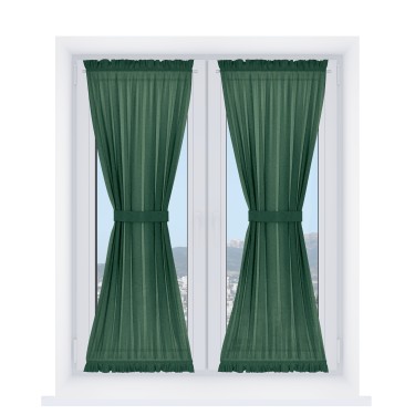 Штора песочные часы «Кортин», ткань лён серо-зелёный