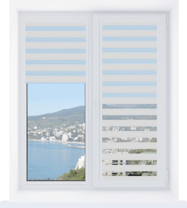 Рулонная штора День-ночь Уни 2 Metalic белый, размеры от 20 до 120 см