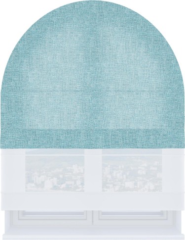 Римская штора «Кортин» день-ночь для арочного проёма, ткань лён кашемир голубой