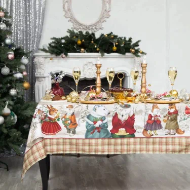 Набор столовый "Winter holidays" скат.150х110см +/-3см с ГМВО, салф.40х40см-4 шт, хл100%