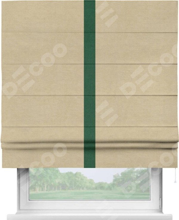 Римская штора «Кортин» с кантом Хайвэй, для проема, ткань вельвет бежевый