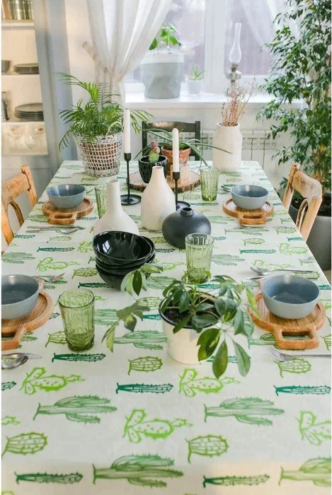 Скатерть Этель «Кактусы», 150×280 см, репс, пл. 130 г/м², 100% хлопок