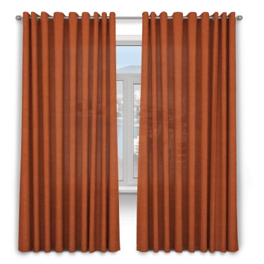 Шторы на люверсах ткань вельвет терракотовый