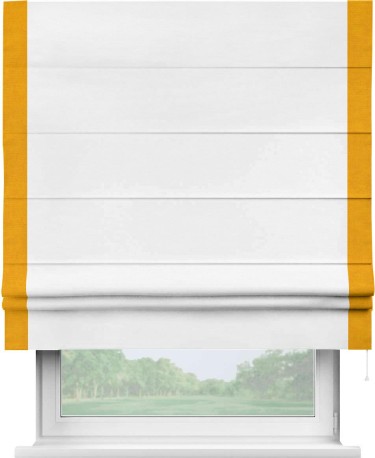 Римская штора «Кортин» с кантом Стрим Дуо, для проема, ткань вельвет дымчато-белый