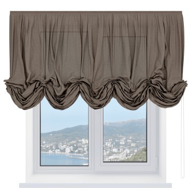 Австрийская штора «Кортин», ткань лён светло-коричневый