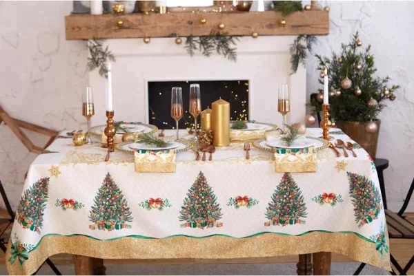 Скатерть  Этель "Golden Christmas" скатерть 150*110 +/-3см с ГМВО, 100%хл, 190г/м2