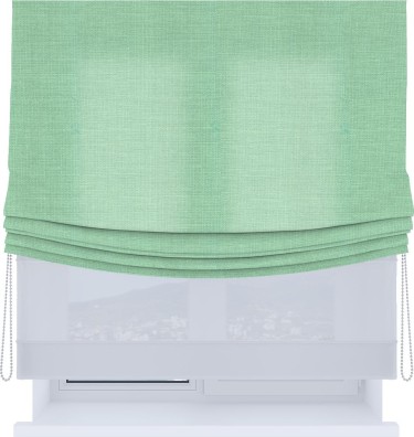 Римская штора «Кортин», день-ночь с мягкими складками, лён светло-бирюзовый