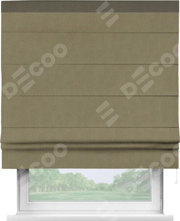 Римская штора «Кортин» с кантом Кинг, для проема, ткань блэкаут однотонный бежево-золотой