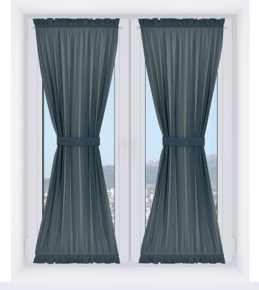 Штора песочные часы «Кортин» лён димаут серо-синий