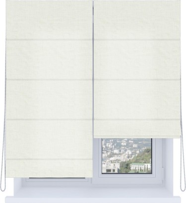 Римская штора «Кортин», система «Комфорт», лён молочный
