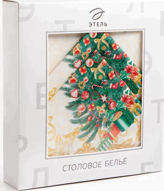 Набор столовый Этель "Golden Christmas" скатерть 150*110 +/-3см с ГМВО, салф.40х40см - 4шт,