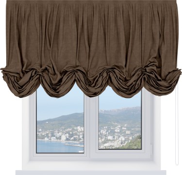 Австрийская штора «Кортин», ткань софт однотонный бронзовый