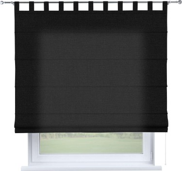 Римская штора «Кортин», лён черный, на петлях
