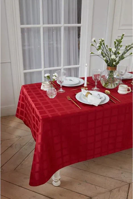 Скатерть "Этель" Geometry 150*300 +/-3см, цв.бордовый, пл. 192 г/м2, хл с ВГМО