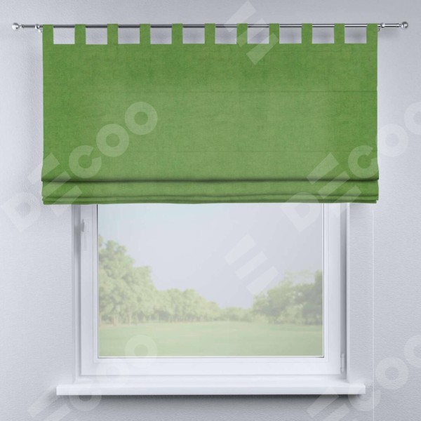 Римская штора на петлях «Кортин», ткань вельвет салатовый