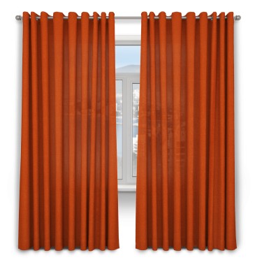 Комплект штор 2 шт, лён, цвет терракотовый, размер от 40 см