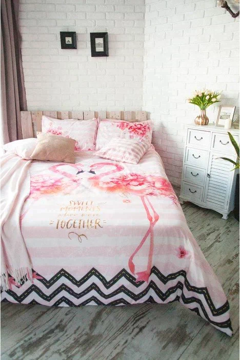 Постельное белье "Этель" евро Flamingo 200*217 см, 240*220 см, 50*70+3 см - 2 шт