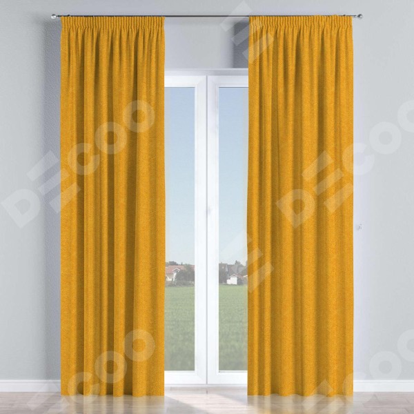 Комплект штор на тесьме «Карандаш», твид блэкаут медово-желтый