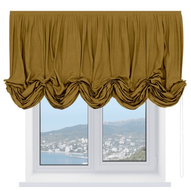 Австрийская штора «Кортин», ткань вельвет светло-коричневый