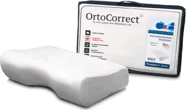 Ортопедическая подушка OrtoCorrect Premium 1 Plus, одна выемка под плечо, 54х34 см, валики 14/10 см