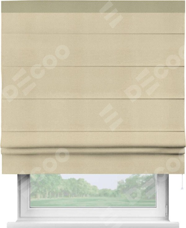 Римская штора «Кортин» с кантом Кинг, для проема, ткань блэкаут однотонный милано латте