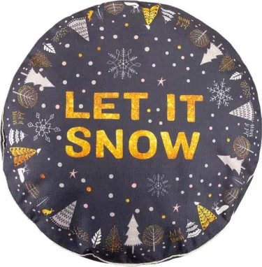 Чехол для пуфика Этель "Let it snow", d=60 см, рогожка, 100% п/э