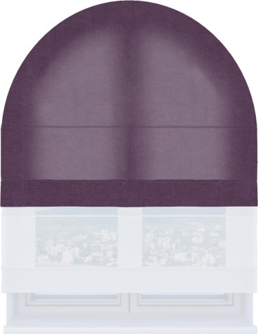 Римская штора «Кортин», канвас сиреневый, день-ночь для арочного проёма