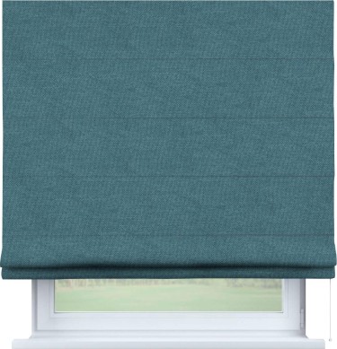 Римская штора «Кортин», лён димаут светло-синий, для проёма